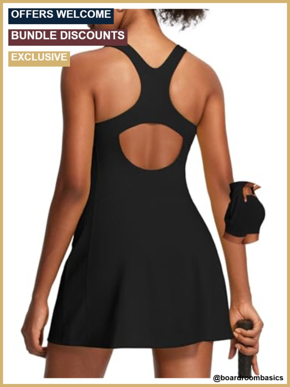 Women's Athletic Tennis Dress with Built-in Shorts Pockets Removable Cups